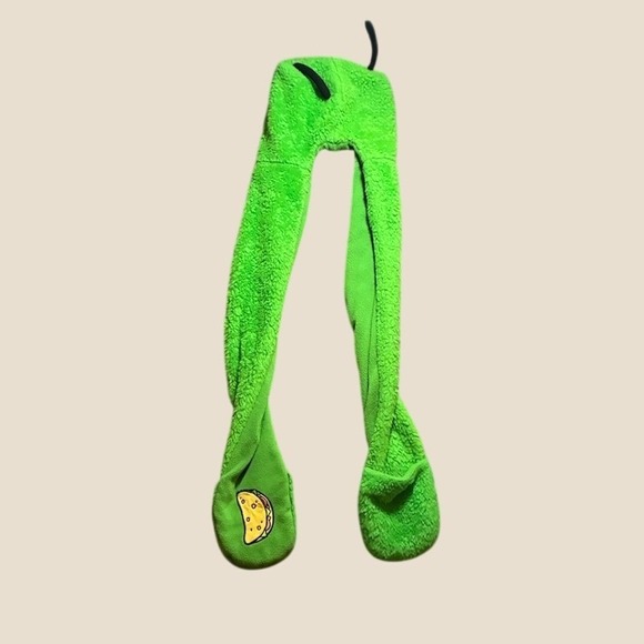 Nickelodeon Invader Zim Gir Plush Hooded Scarf with Mittens Green Taco Detail